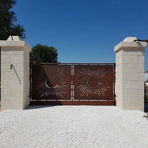 Portes coulissantes d'allée corten porte d'allée en acier, porte en fer métallique, découpe au laser, conception de porte principale