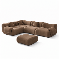 Canapé d'angle convertible minimaliste en tissu, revêtement en chenille, en forme de L, compressé, pour appartement, hôtel, villa