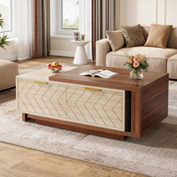 Mesa de Centro Extensible con 2 Cajones, Longitud Ajustable de 42 a 65 Pulgadas, Mesa Auxiliar Reversible con Almacenamiento para Sala de Estar