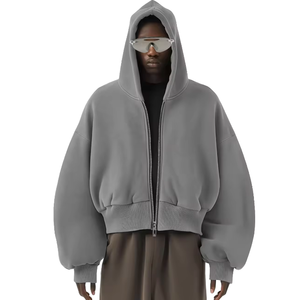Sweat à capuche structuré en molleton épais tricoté 100 % coton pour homme, grande taille - Product Image 1