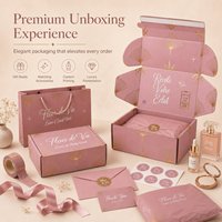 Boîte d'expédition postale de luxe pour collection de soins de beauté, emballage cadeau en papier, design personnalisé, or rose, déballage