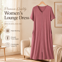 Robe de travail à col en V, fermeture éclair intégrale, manches courtes, longue, en fibre de polyester antibactérienne, couleur unie, pour personnel de salon de beauté, personnalisable