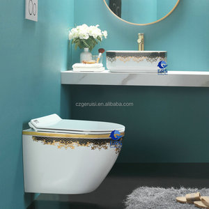 Ensemble WC et <span class=keywords><strong>lavabo</strong></span> mural en céramique KASCA moderne, <span class=keywords><strong>avec</strong></span> siphon en P, chasse d'eau par gravité, réservoir encastré, monobloc, coloré - Product Image 3