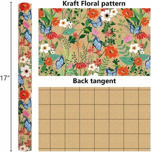 17in Mother's Day gift wrapping <b>paper</b> Colorful floral and butterfly <b>pattern</b> kraft <b>paper</b> Customizable size and <b>pattern</b> logos - Product Image 2