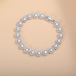 Roman Round Button Zirconium <b>Bracelet</b> <b>Copper</b> Alloy Bezel Setting Party Fashion Chain Link <b>Bracelet</b> ASL 0553Q - Product Image 4