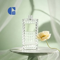 Flacon de parfum de luxe 100 ml en verre gaufré carré losange, transparent, avec bouchon à vis, vide, pour emballage cosmétique
