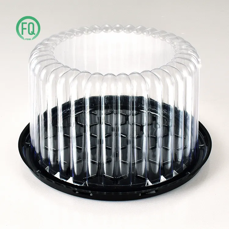 Перерабатываемая пластиковая прозрачная крышка для домашних животных с черным дном, перерабатываемая упаковка для торта