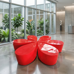 Petal Fiberglass Patio <b>Bench</b> Flower <b>Seat</b> Modern Outdoor Lounge <b>Bench</b> for <b>Garden</b> Mall Courtyard - Product Image 2