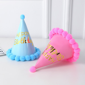 Sombrero de papel con letras de <span class=keywords><strong>feliz</strong></span> cumpleaños para Princesa, suministros para fiestas, corona de estrella arcoíris, rosa, azul, Baby Shower - Product Image 3