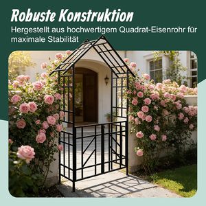 Arche de jardin en métal en forme de maison avec portail, treillis pour roses thermolaqué, pour plantes grimpantes, décoration extérieure de jardin - Product Image 3