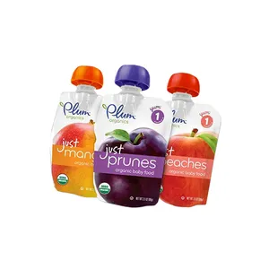 Jus refermable personnalisé biodégradable Doypack 10ml 20ml sauce pour gelée jus de fruits boissons pochette pour aliments pour bébé avec bec