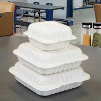 Umweltfreundliche Biologisch Abbaubare Wiederverwendbare Mikrowellengeeignete Klappbox MFPP Behälter mit Scharnierdeckel Hamburger-Box PFAS-Frei Weiß Schwarz Modern