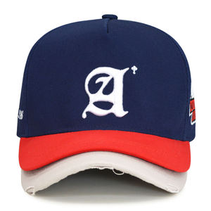Wholesale 5 Panel Double Layer Bill Brim Curved <b>Baseball</b> <b>Caps</b> Twill Custom Double Brim 3D Puff Embroidery Logo Sporty Design - Product Image 4