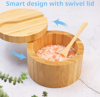 Boîte à sel moderne en bambou écologique avec couvercle magnétique pivotant, pot à condiments rond pour cuisine, cave alimentaire, pot à sel