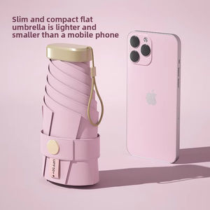 Paraguas de Bolsillo Mini Plegable de 5 Secciones para Mujer, con Recubrimiento de Color, Protección Solar UV Manual, Doble Uso para Sol y Lluvia, con Impresión de Logotipo Personalizado - Product Image 1