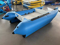 Bateau de pêche gonflable en PVC robuste avec plancher en aluminium, haute vitesse, pour rafting et dérive, personnalisable
