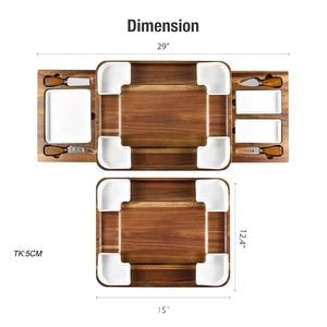 Juego de tablas de queso de madera de acacia con bandejas para aperitivos y frutas, bandeja de servir de madera hecha a mano y duradera - Product Image 3