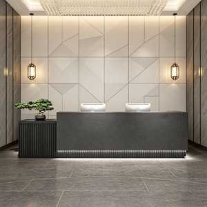 Mostrador de Recepción de Madera CR168 con Recorte Arqueado, Luz LED Ambiental, Bordes Redondeados, MDF Resistente, <span class=keywords><strong>para</strong></span> Salón de Belleza, Boutique, Clínica - Product Image 5