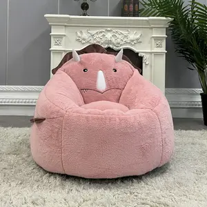 2023 Hot Selling Cute Triceratops Pink Shape Kids Bean Bag Baby Custom Wholesale Beanbag Chair Cushion Chair For Children