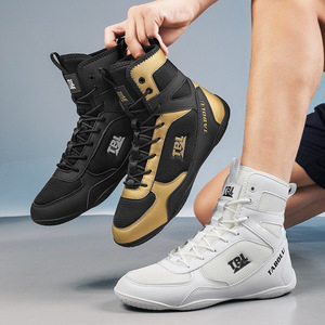 Tabolu Boxing Shoes High Top K005 Black Gold White Fitness Training Men Women Combat Sport - Product Image 1
