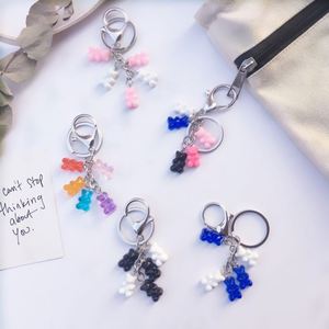 <b>Cute</b> Colorful Bear Keychains Resin Cartoon Bear Charm <b>Keyrings</b> with Glossy Finish for Bag Charms Gift Giving - Product Image 1