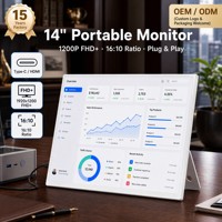 Moniteur portable OEM d'usine 14 pouces 1920x1200 1200P FHD+ 16:10 IPS 300 nits, ultra-fin, deuxième écran USB-C pour ordinateur portable