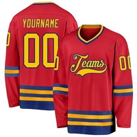 Maillot de hockey pour hommes, service OEM, rayures sublimées personnalisées, écologique, séchage rapide, patchs en twill, logo d'équipe, uniforme pour le hockey sur glace