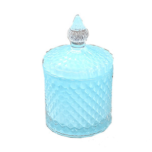 300ml Mint Teal Green Container Decoration Colorful Empty Wholesale Glass Luxury Candle Jar With Lid