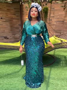 Taglie forti abito africano <span class=keywords><strong>verde</strong></span> per le donne elegante signora abito <span class=keywords><strong>da</strong></span> sera <span class=keywords><strong>da</strong></span> <span class=keywords><strong>sposa</strong></span> Sexy per feste abiti estivi nigeriani - Product Image 4