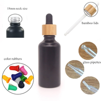 330Pcs Botol Minyak Esensial Kosmetik Premium Matte Hitam 15ml-100ml dengan Tutup Bambu dan Pipet Kaca, Dapat Disesuaikan, Cetak Sablon