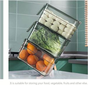 3L Injection-Molded PET <b>Plastic</b> Modern Green Kitchen Refrigerator Organizer Storage Container Drawer Crisper <b>Box</b> Handle - Product Image 4