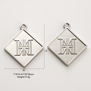 Tags personalizadas de biquíni de metal 18mm círculo pendurado <span class=keywords><strong>tag</strong></span> letras ocas logotipo Metal Swimwear logotipo do metal do ouro para roupas - Product Image 5