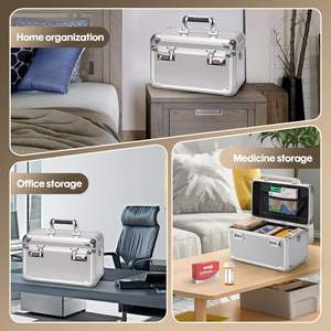 Étui de transport pour documents <span class=keywords><strong>avec</strong></span> serrure à code, boîte de rangement verrouillable pour médicaments, argent liquide, téléphone et objets de valeur, pour la maison, le bureau, l'école - Product Image 3