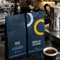 Sac d'emballage pour café, pochette à fond carré recyclable de 1000 g pour grains de café, fermeture éclair refermable, sac à grains de café avec logo personnalisé