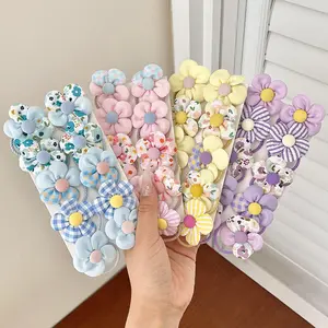 Yeni varış yaz sevimli stil elastik scrunchies güzel çiçek şeker renkler 10 adet/takım saç bağları saç bantları çocuklar için