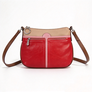Bolso de hombro para mujer con diseño de bloques de color y patchwork, múltiples bolsillos frontales con cremallera, correa ajustable, bolso cruzado informal - Product Image 3
