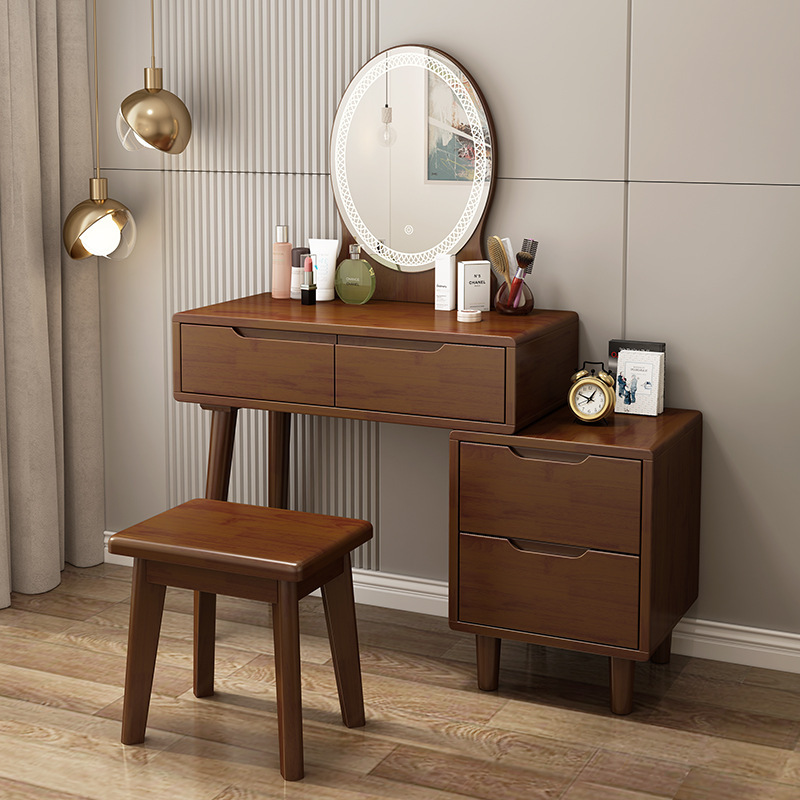Walnut color [with night light and makeup stool]