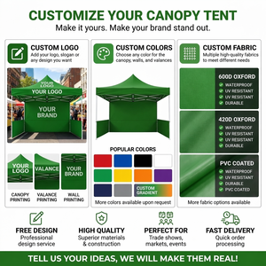 Tentes pliantes publicitaires pour événements, avec structure en aluminium sur mesure, 10x10 pieds, pour salons professionnels et expositions en plein air - Product Image 3