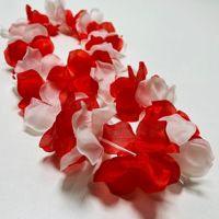 Kalung Bunga Lei Hawaii dari Plastik Tebal dan Padat, Warna Merah, Putih & Pelangi untuk Souvenir Pesta Pantai