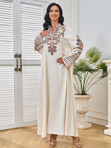 Abaya Árabe de Oriente Medio, Vestido Musulmán para Mujer, Manga Larga, Abayas Bordadas, Túnica Jalabiya para Mujer, Túnica para el Hogar, Femme - Product Image 2