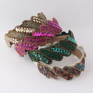 جديد خمر حجر الراين مخطط عقال للنساء حفلة موسيقية اكسسوارات الشعر - Product Image 2