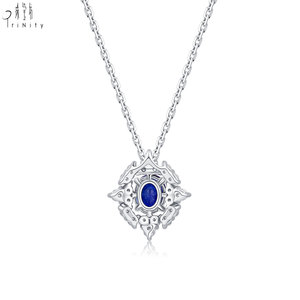 คอลเลคชั่นใหม่ เครื่องประดับอัญมณีชั้นดี ขายส่ง ทองคำแท้ 18K ประดับไพลินธรรมชาติ พร้อมจี้เพชร สร้อยคอสำหรับสุภาพสตรี ใส่ไปงานปาร์ตี้ - Product Image 3