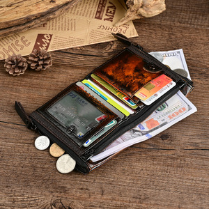 Ando Bag Vintage Genuine Leather Short <b>Wallet</b> <b>Men</b> Cowhide Bifold <b>Card</b> Holder with Zipper Coin Pocket - Product Image 4