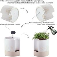 Maceta Moderna de Cerámica con Autorriego para Interiores, 8 Pulgadas, Blanca, Pintada a Mano, con Orificio de Drenaje y Almacenamiento de Agua para Suculentas/Hierbas/Violetas