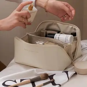 Large-capacity Portable PU Leather Cosmetic Bag Female Makeup Bag Organizer Travel Toiletry Bag