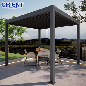 Pergola en aluminium directement de l'usine, 3x4, système de toiture contemporain avec volets, pergola de <span class=keywords><strong>terrasse</strong></span> avec portes coulissantes en verre - Product Image 3