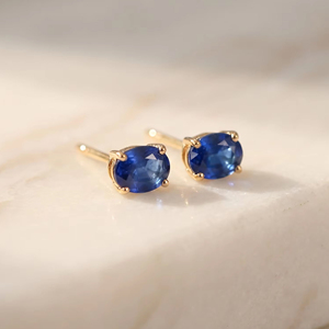 ต่างหูเพชรพลอยไพลินสีน้ำเงินธรรมชาติ Xinfly Solid 18K ทองคำแท้ AU750 สีน้ำเงินรอยัล 0.45 กะรัต 4 กรงเล็บ ต่างหูแบบโซลิแทร์ เครื่องประดับชั้นดีสำหรับผู้หญิง ของขวัญ - Product Image 1