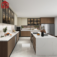 Meuble de cuisine minimaliste 2026, gris mélaminé, porte Shaker, écologique, plat à assembler, pour appartement