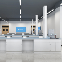 Banc de laboratoire universitaire central tout acier pour l'enseignement, la recherche et les projets de laboratoire multi-étudiants