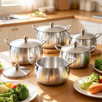 Ensemble de casseroles de cuisine en aluminium de forme ventrue 16/18/20/22/24 cm
